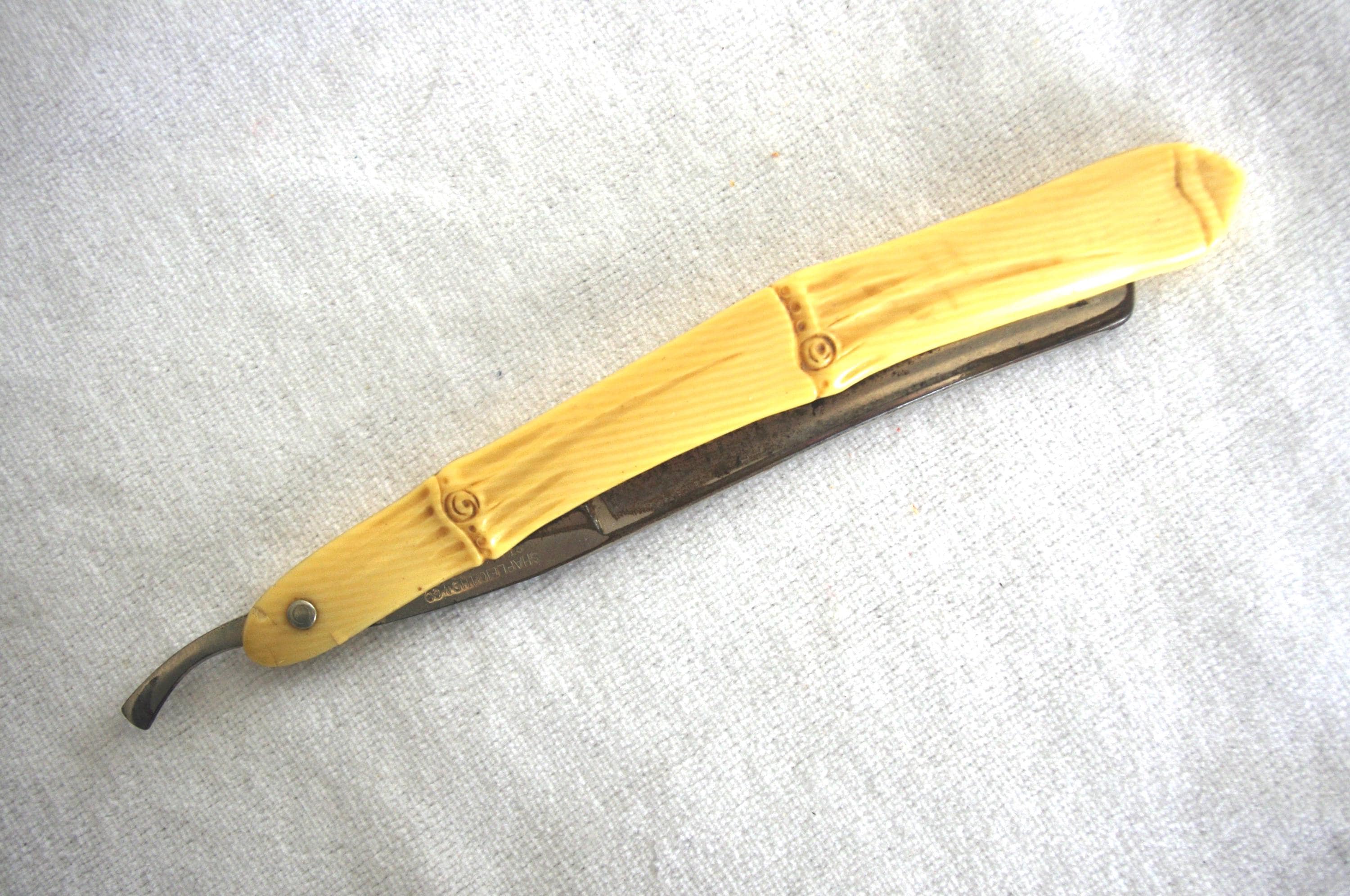 Antique Straight Razor: Celluloid "Bamboo" Handle, Shapleigh Hdw Co, St. Louis, U. S.A, 1920s