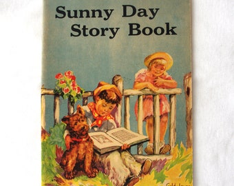 Vintage Child's Book: 1940s Children's "Sunny Day Story Book" Goldy-Young, Saalfield Publishing Co., #4110, 1940