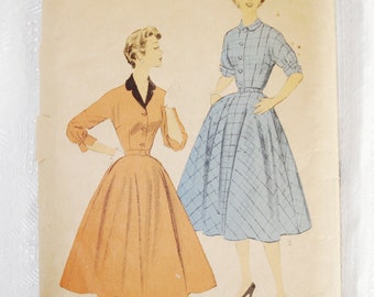 Vintage Advance Pattern: Misses' Full Skirt Dress #6798 Sz 12 Late 1940s-Early 1950s