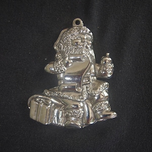 Gorham Silver-Plated Christmas Ornament: Santa with List on Packages