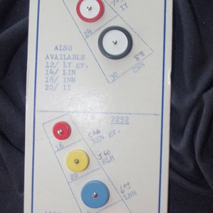 Vintage Button Card: Salesman Sample Banner Round Plastic Shank Buttons Different Sizes & Colors 1940s image 2