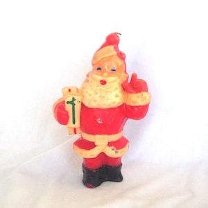 Vintage Gurley-kaars: Tall Santa uit de jaren 60 met pakket, 7&quot;