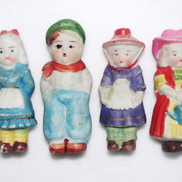 Vintage Bisque Doll - YOUR CHOICE: Frozen Charlotte / Charlie - Girl in Blue Dress, Dutch Boy, Ladies in Hats, 2.5", Japan