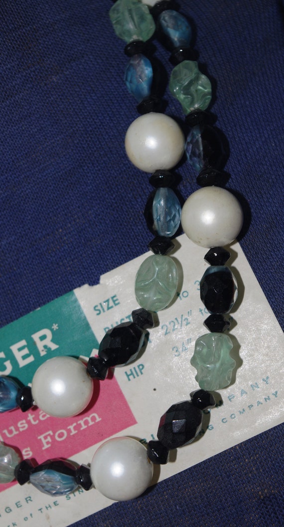 Vintage 2 Strand Beaded Necklace: Pearls Black Bl… - image 3