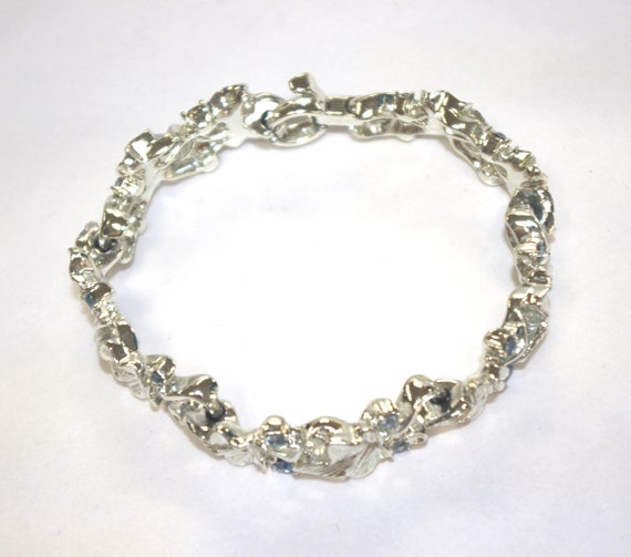 Vintage 1950s Lisner Bracelet: Bright Silver Ivy … - image 3