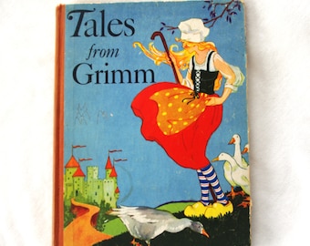 Livre vintage pour enfants : « Tales From Grimm » illustré par Frances Brundage, Saalfield Publishing Co., 1939/30/30