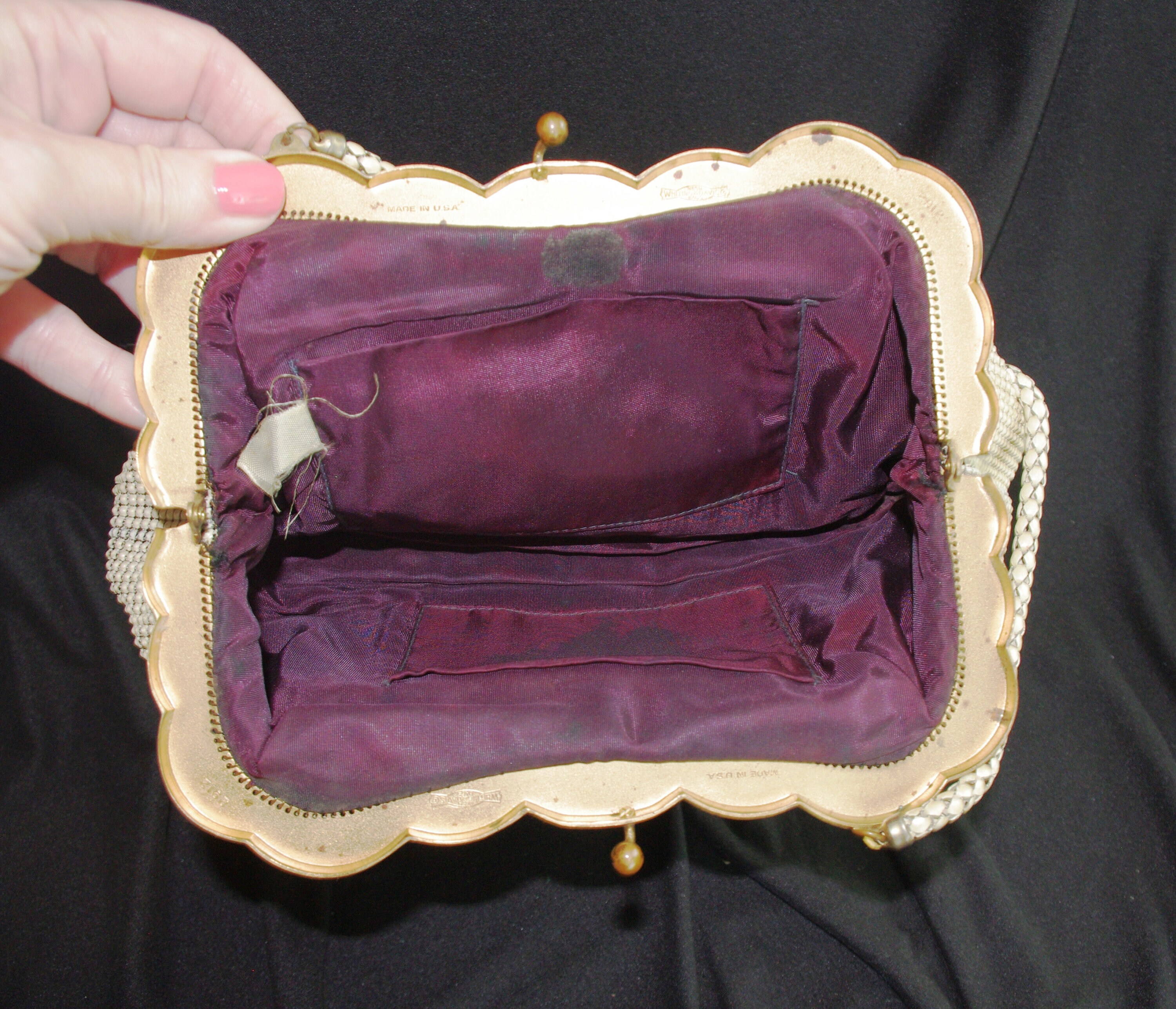 Vintage Whiting & Davis Purse / Evening Bag: Off-white Pearl