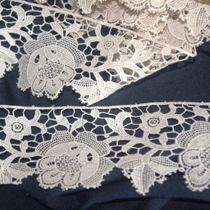 Vintage Machine Lace Trim: Flowers and Leaves on Mesh
