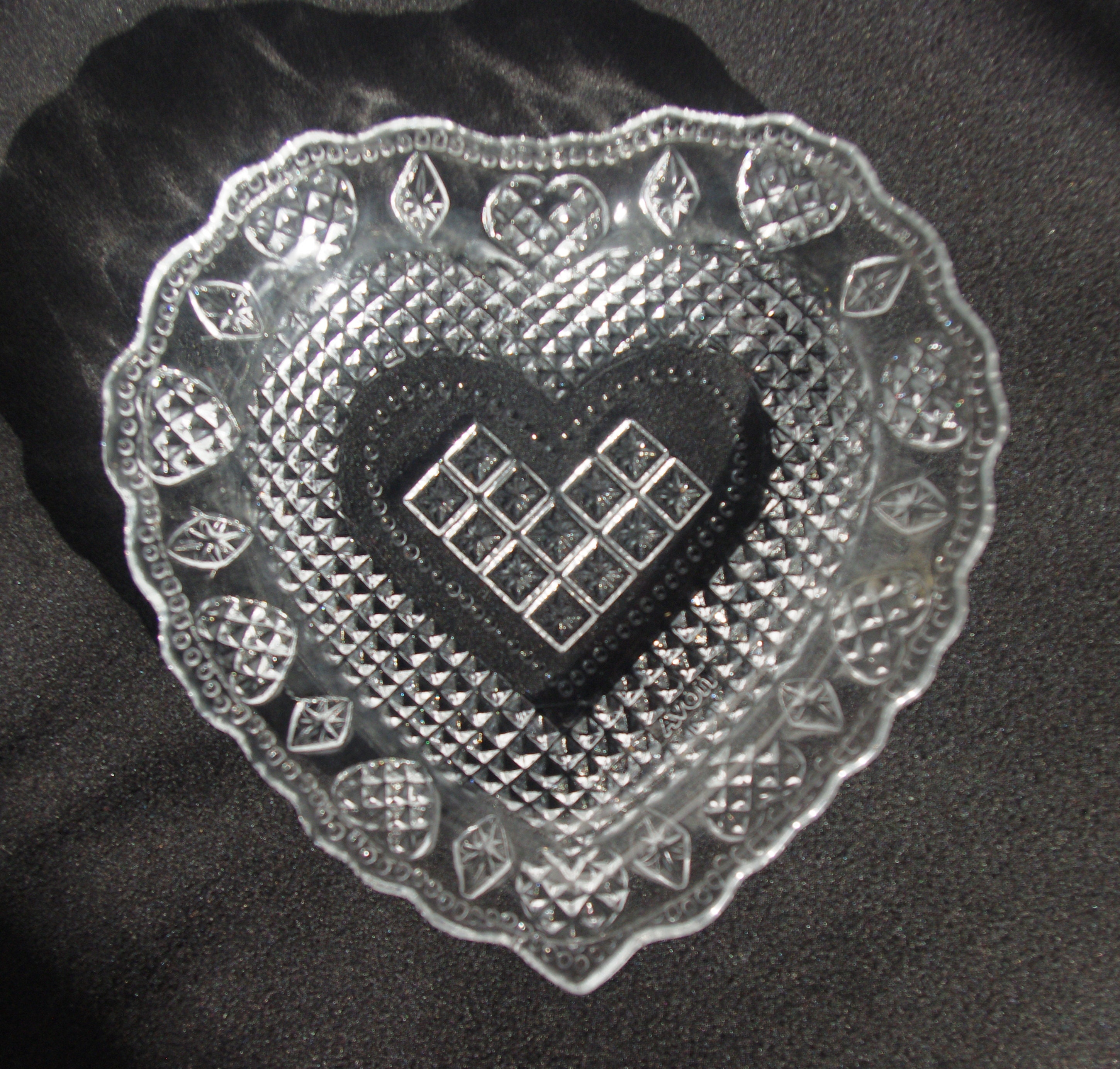 Pressed Glass Heart Ring Dish / Pin Tray / Trinket Dish