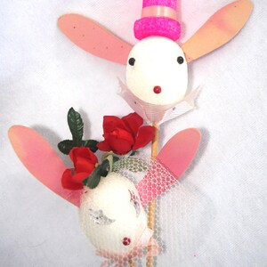 Vintage påsk: 2-pack frigolitäggman och äggkvinna / brud + brudgumsblommor, 1960-talet