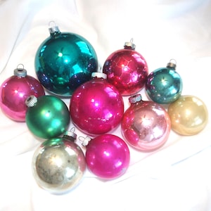 Vintage Glas Weihnachtsschmuck Lot: 10, Shiny Brite, USA, & USA, 2 &quot;- 3,5&quot;