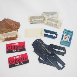 Vintage Rasierklingen Lot: Gillette Blue Blade, Gillette Thin Blade, Permedge