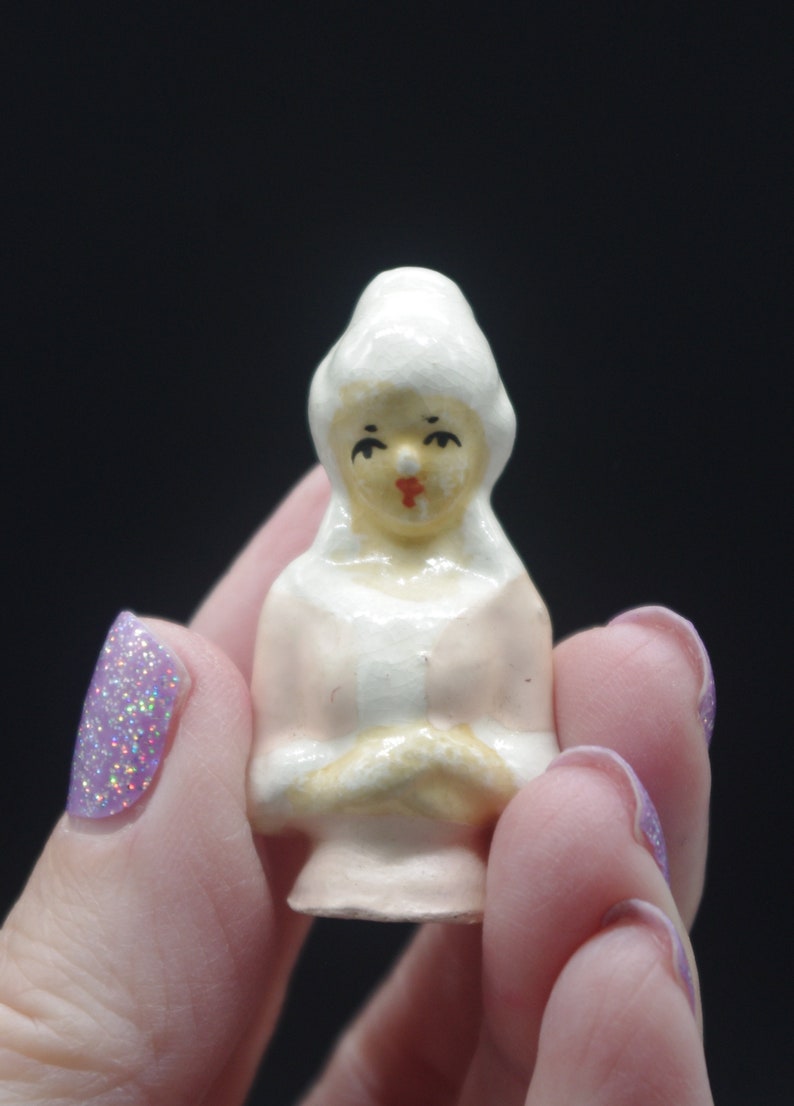 Vintage Bisque Half Doll Tiny Colonial Girl With Pink Dress & Etsy