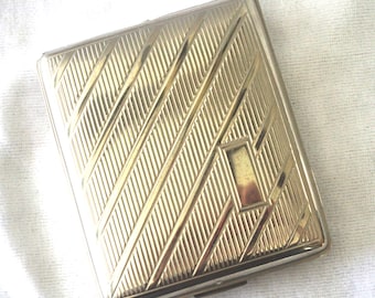 Tobacciana vintage : étui à cigarettes « Evans », argent, rayures diagonales, années 40-40