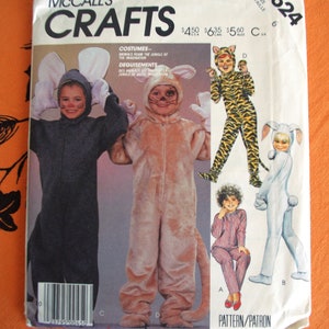 Schnittmuster von McCall #2624: 1986 Jungen und Mädchen Tierkostüm - Maus, Katze, Hase Gr. 6 Unbenutzt