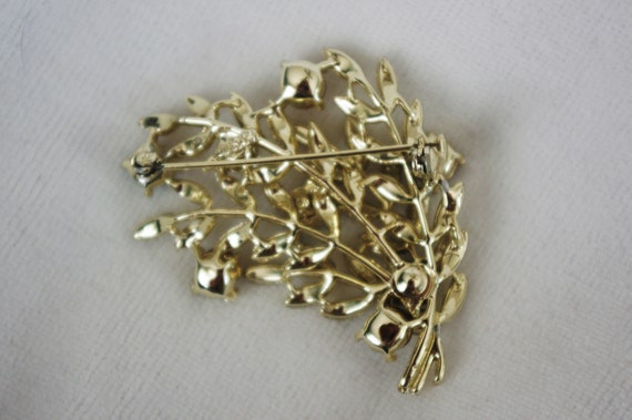 Vintage "Lisner" Brooch / Pin: Gold Leaves & Gold… - image 3