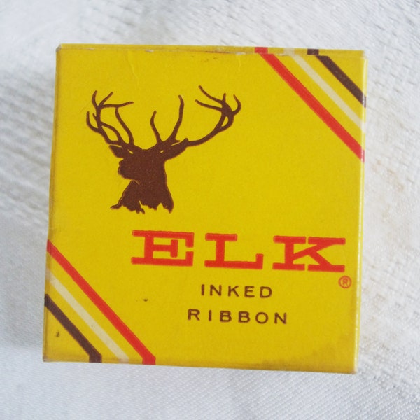 Vintage Advertising Box Elk Typewriter Ribbon Black Red Record Olivetti A. M. 1950s