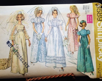 Vintage Wedding / Bridesmaid Dress Pattern: Simplicity 1969 Sz 10 Used #8589