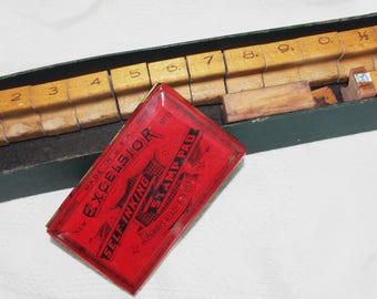 Vintage Printing Stamps / Blocks Letterpress Prices Excelsior Ink Pad 1920s