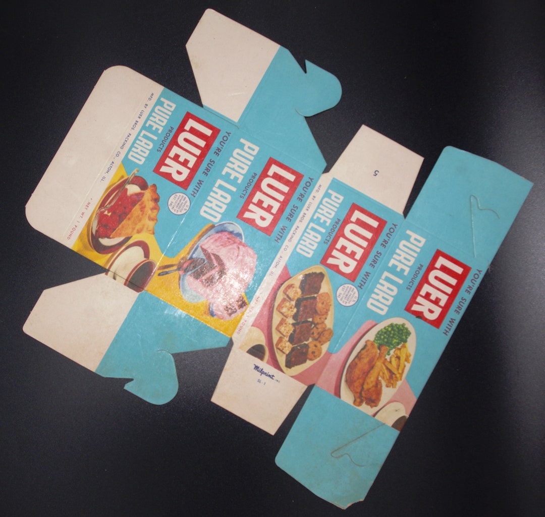 Vintage Advertising 1960s Luer Pure Lard Waxed Cardboard Box Etsy
