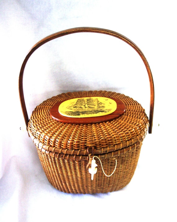 Farnum Nantucket Lightship Basket Purse / Handbag Large Oval Etsy