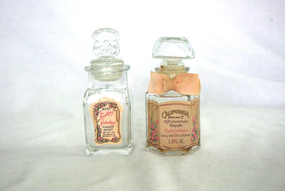 Vintage Perfume Powder Bottle Set: 1970s Avon, Trailing Arbutus