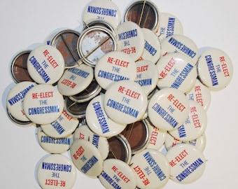 ONE Political Campaign Pin Pinback Button: Generic Re-Elect the Congressman