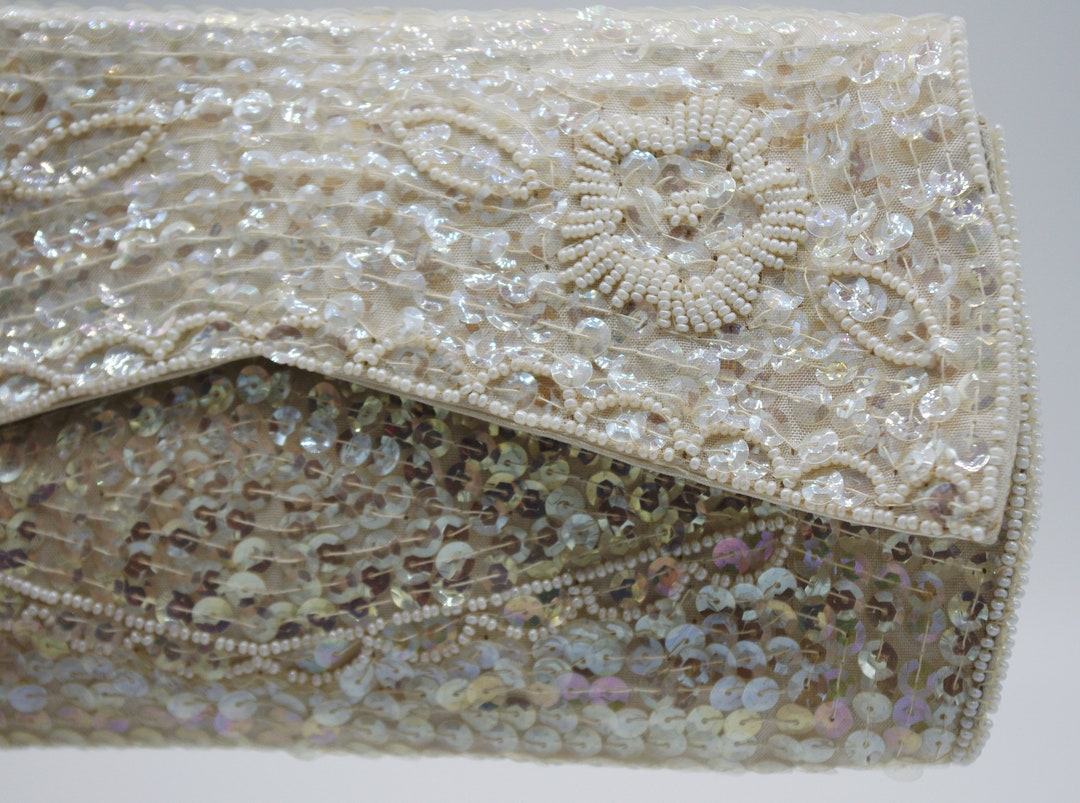 Vintage 1950s Sequin & Beaded Embroidered Evening Bag W/ - Etsy