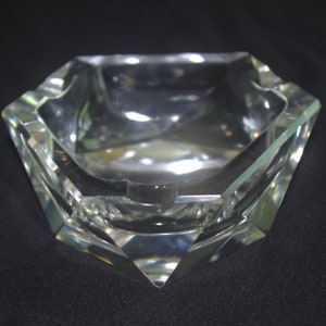 Cut Glass Crystal Ashtray / Ash Tray: 1960s Geometric / Hexagon / Hexagonal, Heavy