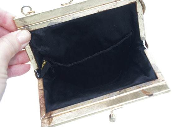 Vintage Beaded Evening Bag: Black Plastic Polka D… - image 7