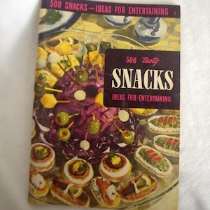 Livret publicitaire vintage pour livres de cuisine : « 500 collations savoureuses / idées pour recevoir » des années 1950 / 1952, Institut des arts culinaires