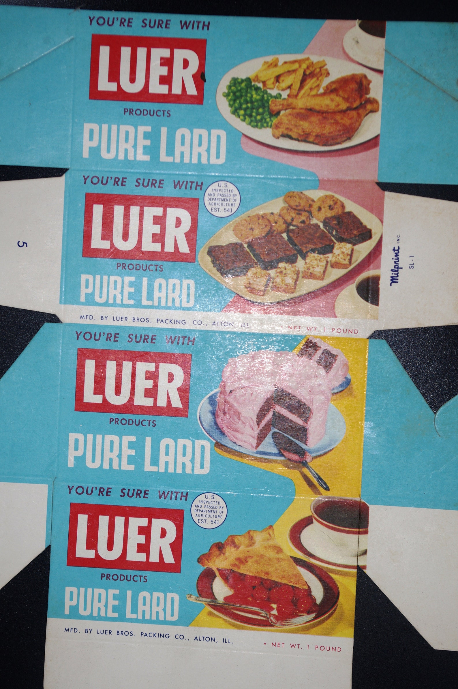 Vintage Advertising 1960s Luer Pure Lard Waxed Cardboard Box Etsy