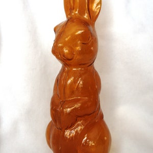 Vintage Easter Rabbit Candy Container: Standing Clear Brown Hard Plastic, &quot;Made in Western Germany&quot;
