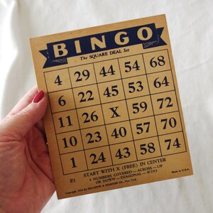 Vintage Bingo Game Card Lot: 10 Blue Cards 1930s "the Square Deal Set ...