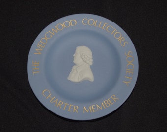 Wedgwood Blue Jasperware: Round Trinket Tray / Dish "The Wedgwood Collector's Society Charter Member"