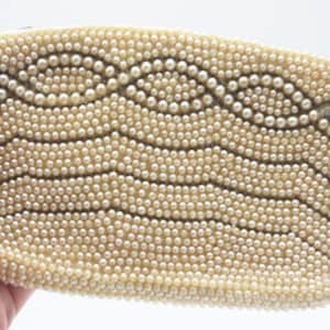Bolso de noche vintage o clutch: década de 1930, con cuentas de corneta plateadas y perlas y festones