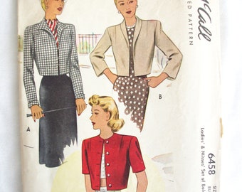 Vintage McCall Muster: Damen Blusen Set, Gr. 12, 1940er Jahre / 1946 #6458