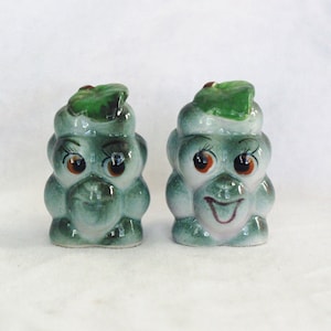 Vintage Anthro Salt and Pepper Set: Grape Face People, Kitsch, Anthropomorphic
