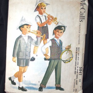 Vintage McCall&#39;s Pattern: Boys Suit w/ Long or Short Pants Jacket and Shirt Sz 3 1960s 1961 #5841