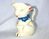 Vintage Easter: Ironstone Pitcher / Creamer, Easter Bunny / Rabbit Figural, Hand-Painted