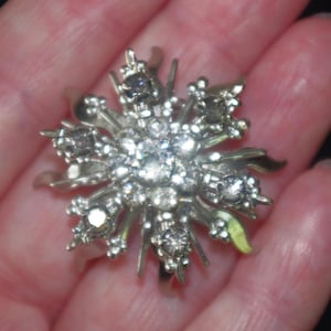 Vintage Rhinestone Pin / Brooch:  Starburst / Star, Clear, 1950s / 50s / MCM
