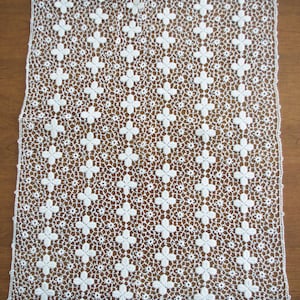 Vintage Ornate Machine Lace Panel Trim: Net Quatrefoils & Flowers