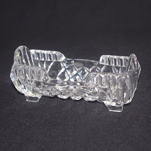 Vintage Toothpick Holder: &quot;Cradle&quot; Style, Lead Crystal, West Germany, Diamonds & Sprays