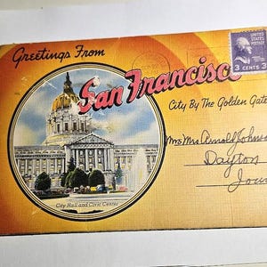 Rare Vintage Postcard Folder: San Francisco Souvenir w/ Various Scenes, 1950s / 50s / MCM