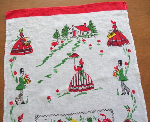 Vintage Linen Kitchen Towel Green Stripe – Thistle Hill