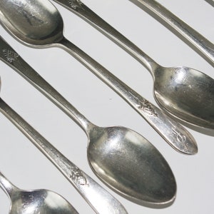 Vintage Silver-Plated Silverware: 7 Spoons & 1 Knife / Wm. Rogers Mfg. Co. &quot;Tapestry&quot; Pattern 1940 Monogrammed &quot;R&quot;