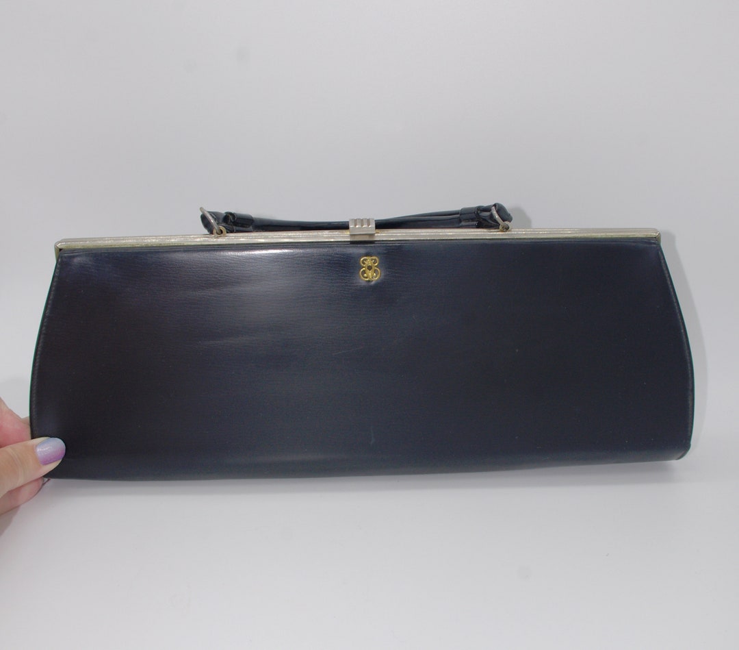 Vintage Black Elongated Handbag: Leatherette theodor - Etsy