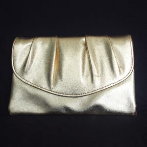 Vintage Clutch / Handtasche: Goldener Umschlag, Kunstleder / Veganes Leder, 1960s / 60s