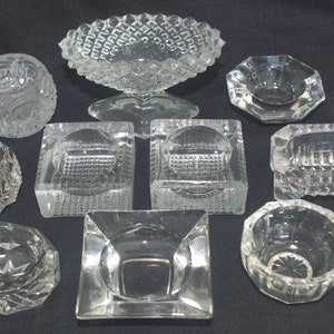 Salt Cellar / Dip / Dish - Clear Pressed Glass, All Kind of Patterns
