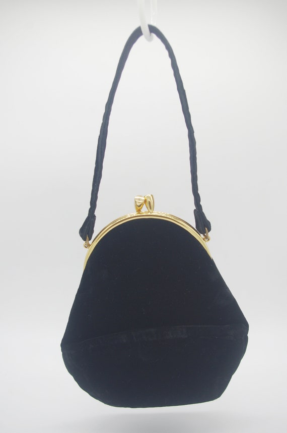 Vintage Evening Bag / Handbag / Purse: 1940s Blac… - image 1